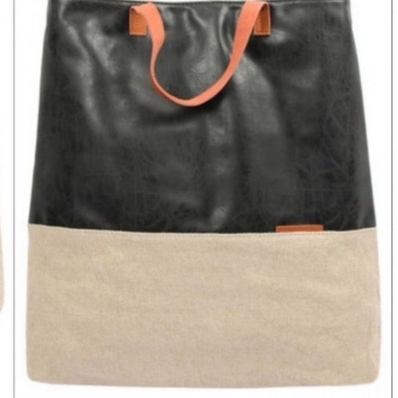 Leather‎ and Canvas Tote Bag NEW - Picture 3 of 5